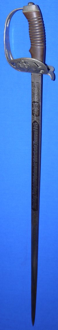 WW1 era 1889M 15th Hanovarian Husaren Regiment Officer's Sword