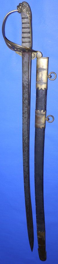 Early Victorian British Royal Navy Officer's Pipe-Back Sword