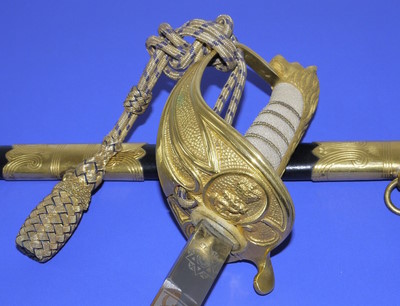 Gieves ERII British RN Officer's Sword, Scabbard, Bag