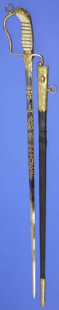 Trafalgar era Blue & Gilt RN Officer's Sword, Sold
