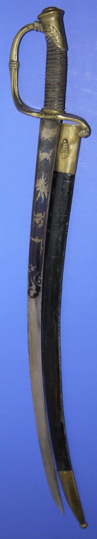 Early French m1821 Blue & Gilt Etched Infantry Officer’s Sword