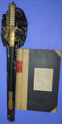 EVIII WW2 RN HMS HOOD Midshipman’s Dirk & Log Book