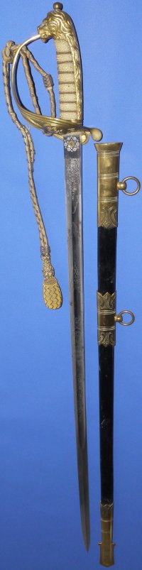 WW2 British Royal Naval Named Officer's Sword, Sold