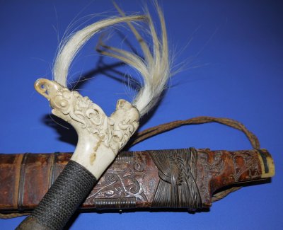 19C Borneo Dyak Head Hunter's Mandau w/ Knife
