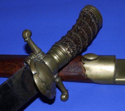 Napoleonic French Army Officer's Blue & Gilt Etched Hunting Sword