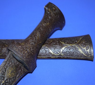 19C Damascus Persian Tri-Blade Jambiya